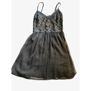 Hollister Gray Chiffon Sequin Spaghetti Strap Mini Dress Medium‎ NWT